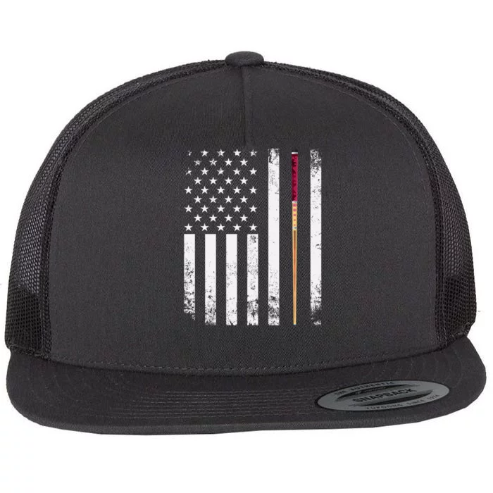 Billiards Pool American Flag Flat Bill Trucker Hat