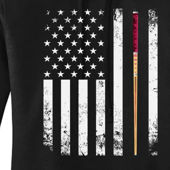 Billiards Pool American Flag Women's Pullover Hoodie