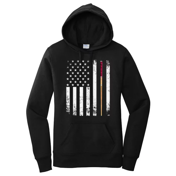 Billiards Pool American Flag Women's Pullover Hoodie