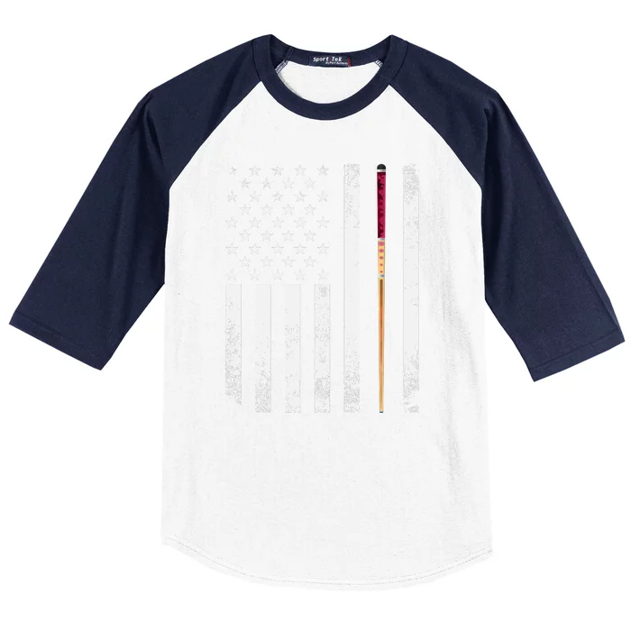 Billiards Pool American Flag Baseball Sleeve Shirt