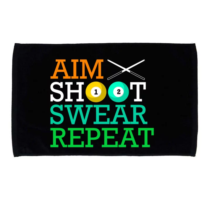 Billiards Pool Aim Shoot Swear Repeat Gift Microfiber Hand Towel