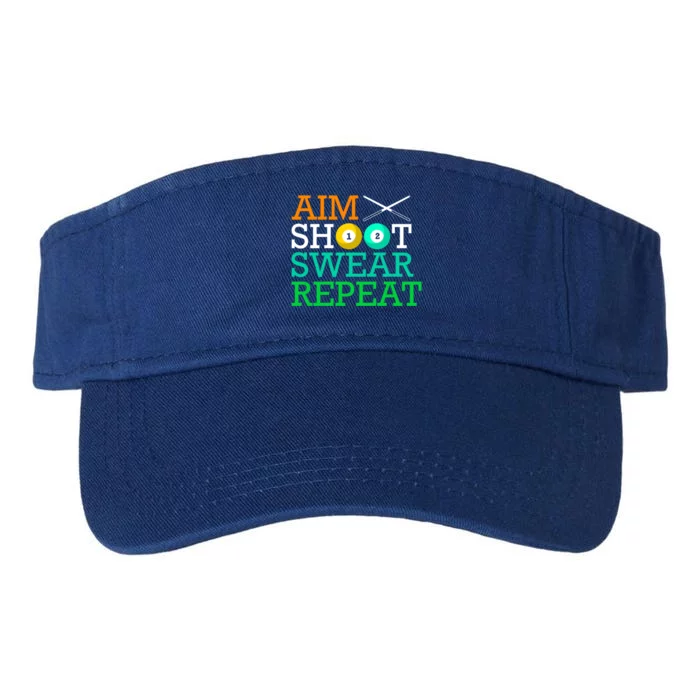 Billiards Pool Aim Shoot Swear Repeat Gift Valucap Bio-Washed Visor