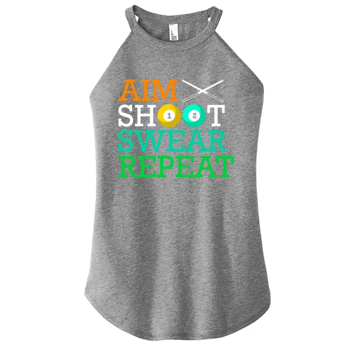 Billiards Pool Aim Shoot Swear Repeat Gift Women’s Perfect Tri Rocker Tank