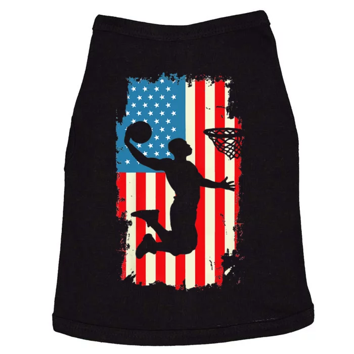 Basketball Player American Flag Vintage Men Basketball Doggie Tank