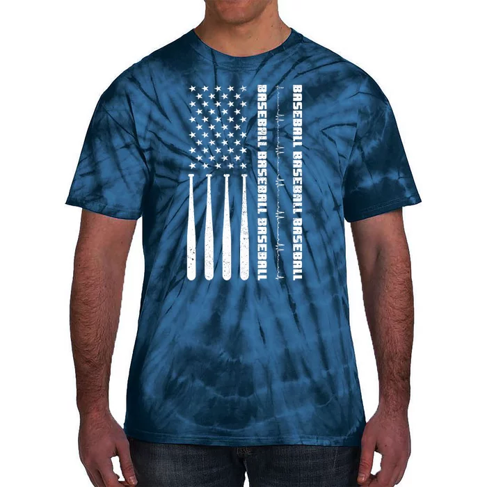 Baseball Player American Flag Patriotic Boy Baseball Tie-Dye T-Shirt