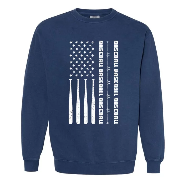 Baseball Player American Flag Patriotic Boy Baseball Garment-Dyed Sweatshirt