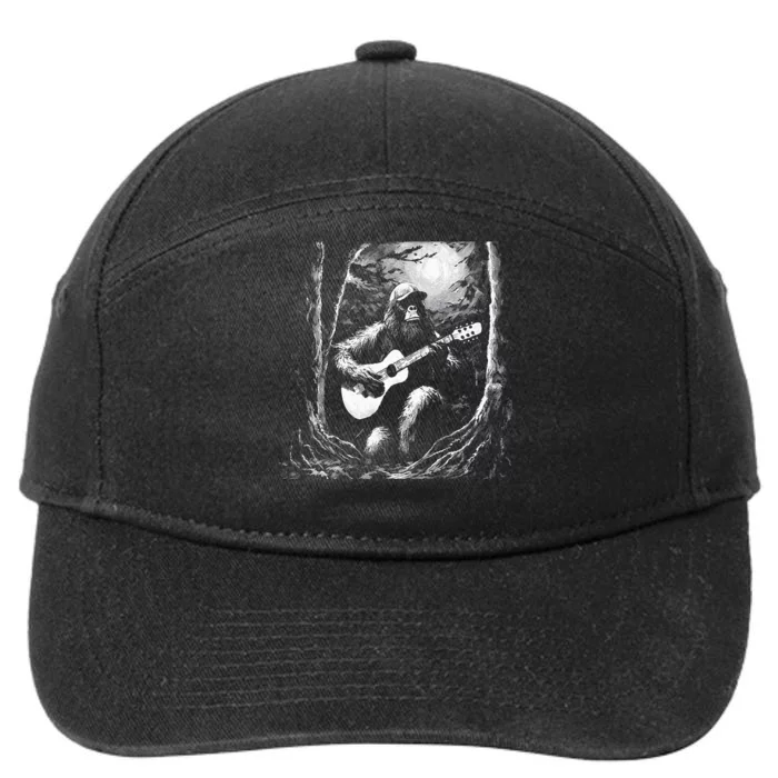 Bigfoot Playing Acoustic Guitar 7-Panel Snapback Hat