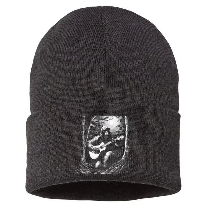 Bigfoot Playing Acoustic Guitar Sustainable Knit Beanie