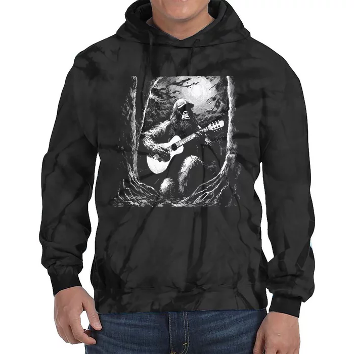 Bigfoot Playing Acoustic Guitar Tie Dye Hoodie