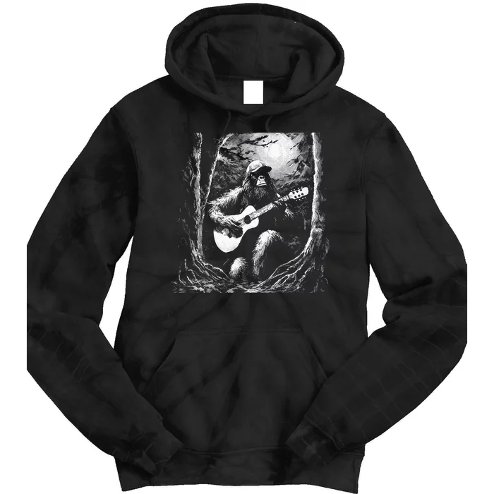 Bigfoot Playing Acoustic Guitar Tie Dye Hoodie