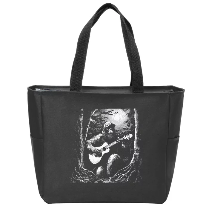 Bigfoot Playing Acoustic Guitar Zip Tote Bag