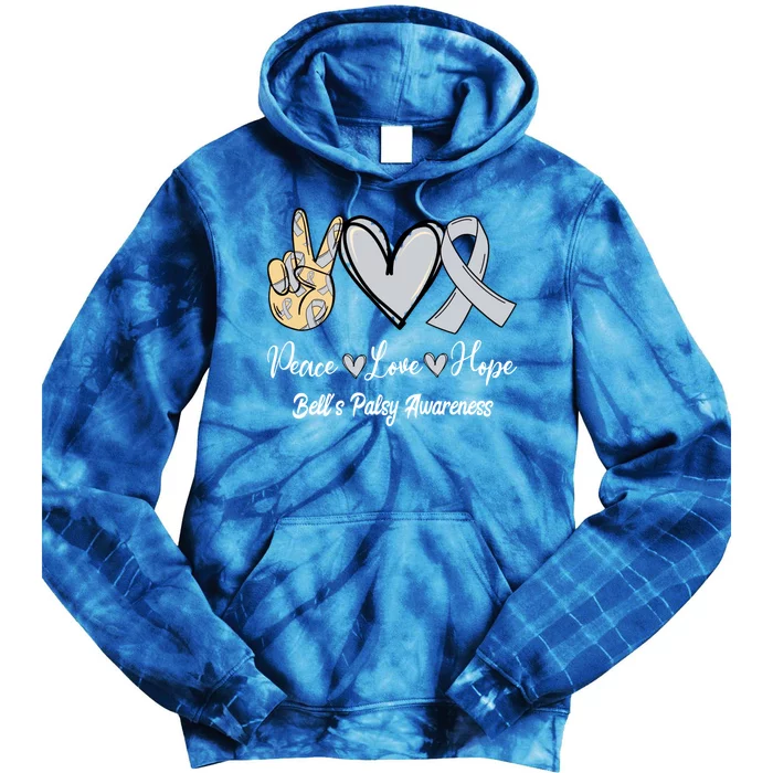 Bell’s Palsy Awareness Peace Love Hope Silver Ribbon Funny Gift Tie Dye Hoodie