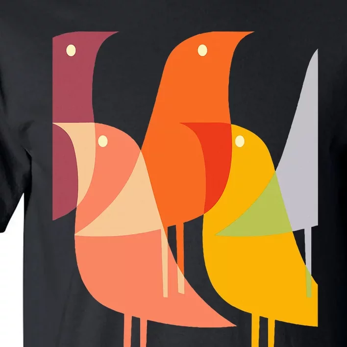 Bird Print Art Deco 60s Style Minimal Hippy Retro Cool Tall T-Shirt