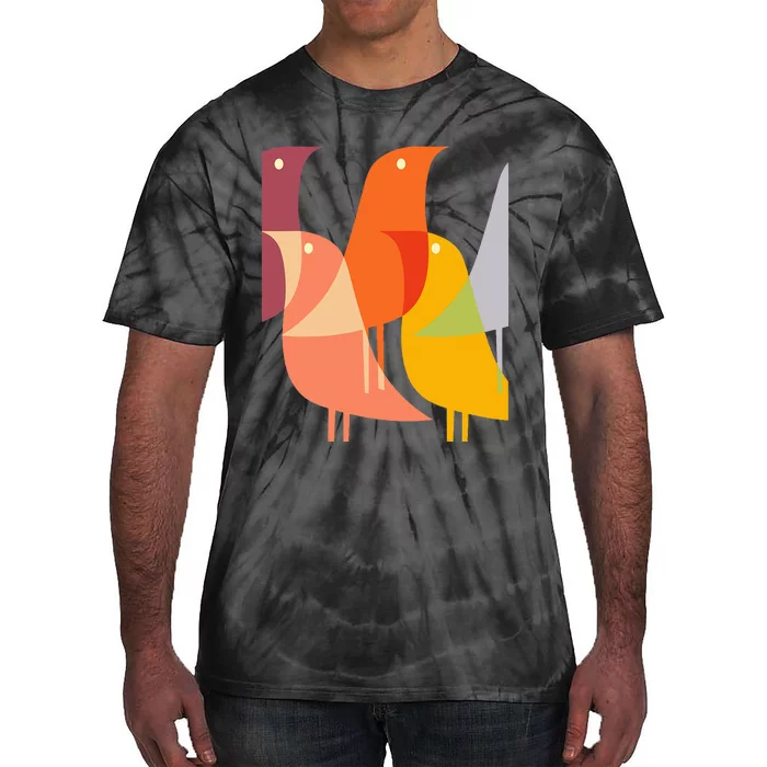 Bird Print Art Deco 60s Style Minimal Hippy Retro Cool Tie-Dye T-Shirt