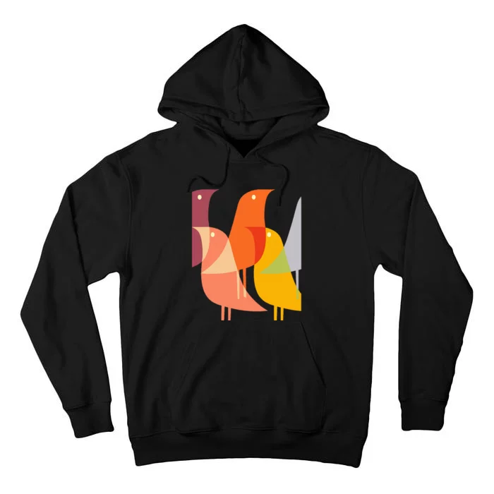 Bird Print Art Deco 60s Style Minimal Hippy Retro Cool Tall Hoodie