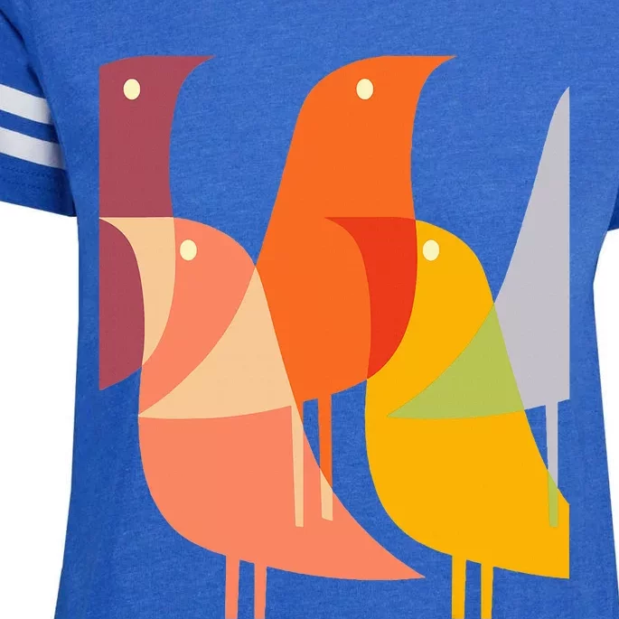 Bird Print Art Deco 60s Style Minimal Hippy Retro Cool Enza Ladies Jersey Football T-Shirt