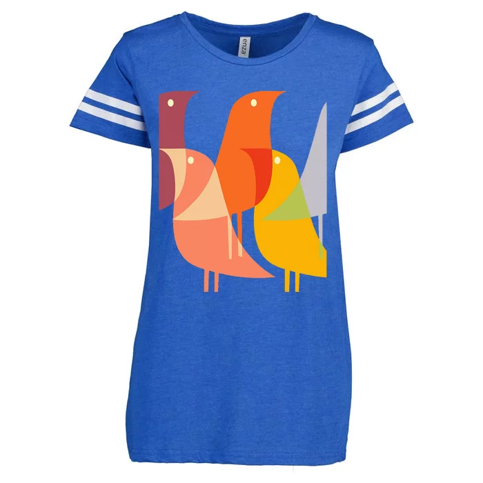 Bird Print Art Deco 60s Style Minimal Hippy Retro Cool Enza Ladies Jersey Football T-Shirt