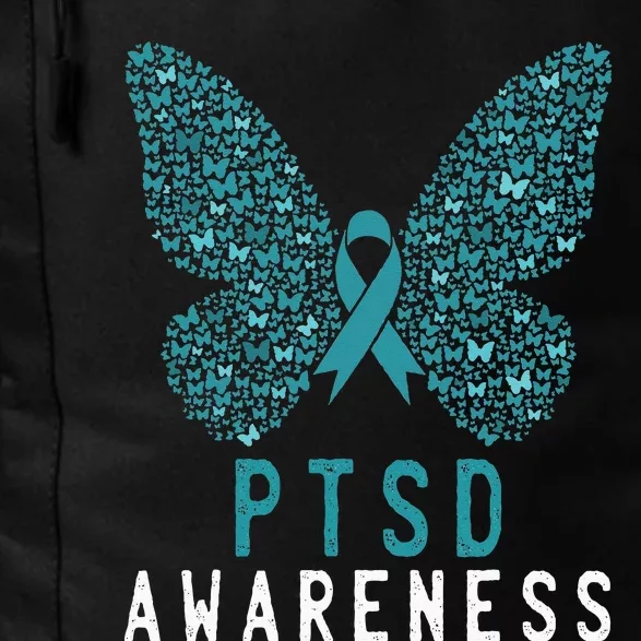 Butterfly PTSD Awareness Month Teal Ribbon Support Fighter Daily Commute Backpack