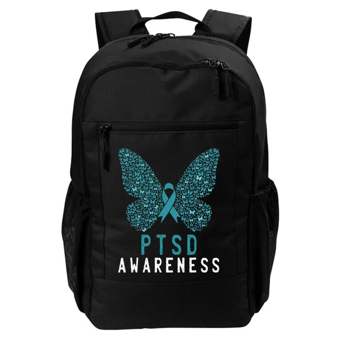 Butterfly PTSD Awareness Month Teal Ribbon Support Fighter Daily Commute Backpack