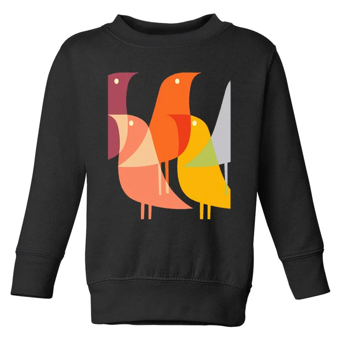 Bird Print Art Deco 60s Style Minimal Hippy Retro Cool Toddler Sweatshirt