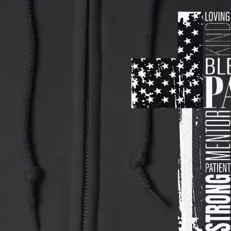 Blessed Papa American Flag Christian Religious Fathers Day Full Zip Hoodie