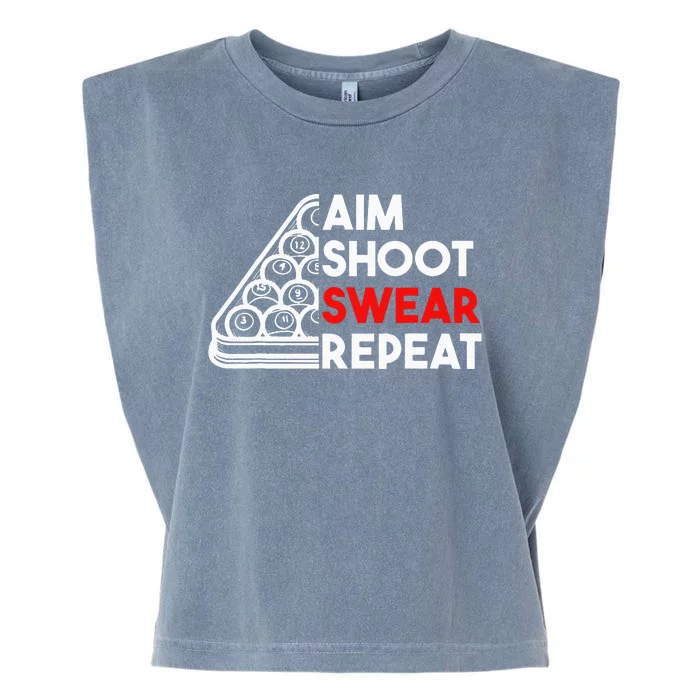 Billiard Pool Aim Shoot Swear Repeat Garment-Dyed Women's Muscle Tee