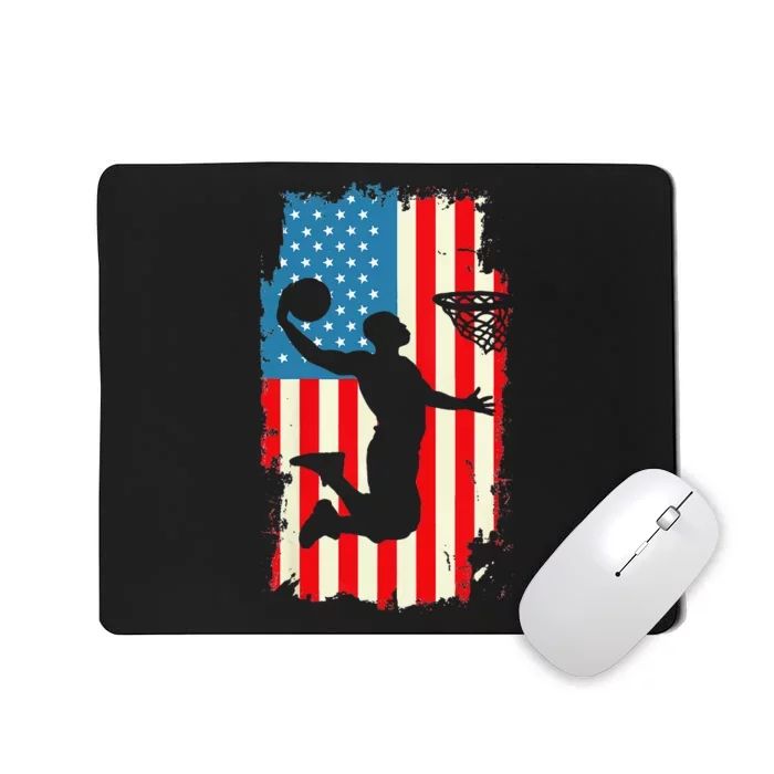 Basketball Player American Flag Vintage Men Basketball Mousepad