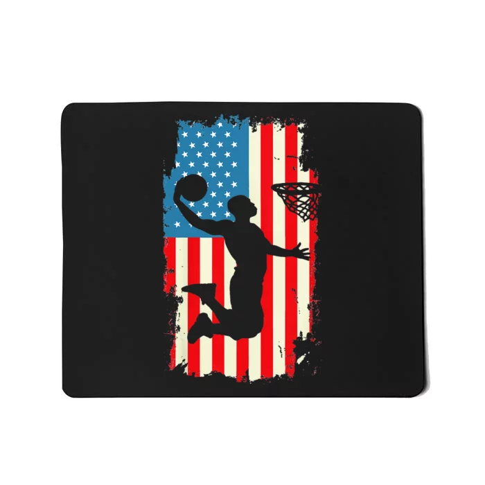 Basketball Player American Flag Vintage Men Basketball Mousepad