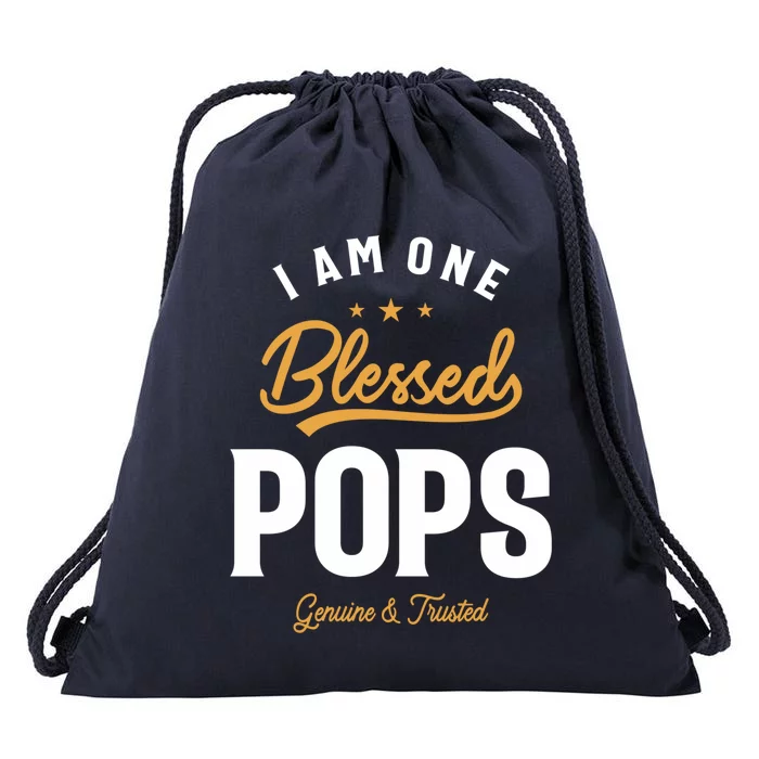 Blessed Pops A Dad Grandpas Pride Dad Grandpa Cool Gift Drawstring Bag