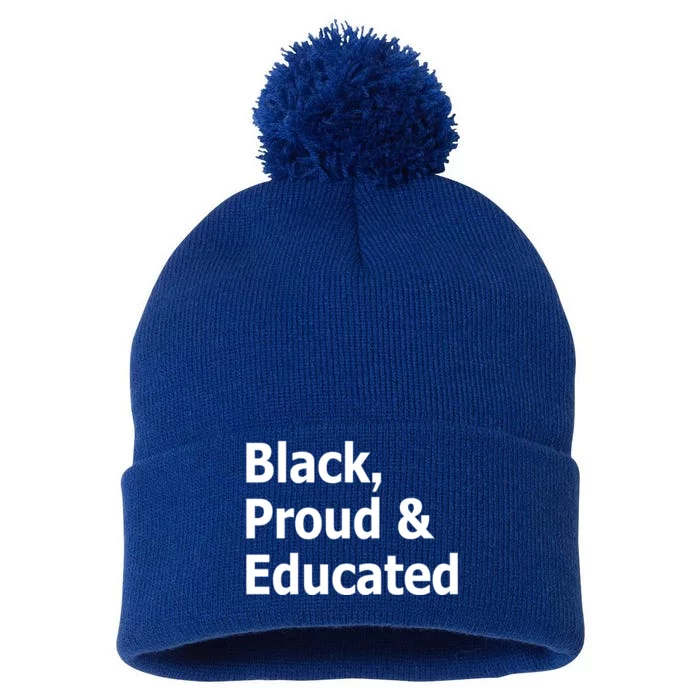 Black Proud And Educated African American Cool Gift Pom Pom 12in Knit Beanie