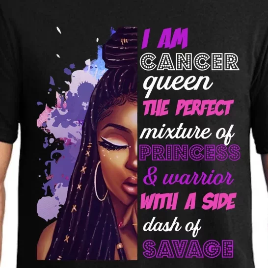 Black Princess And Warrior Cancer Girl Savage Funny Gift Pajama Set