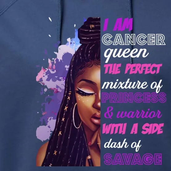 Black Princess And Warrior Cancer Girl Savage Funny Gift Performance Fleece Hoodie