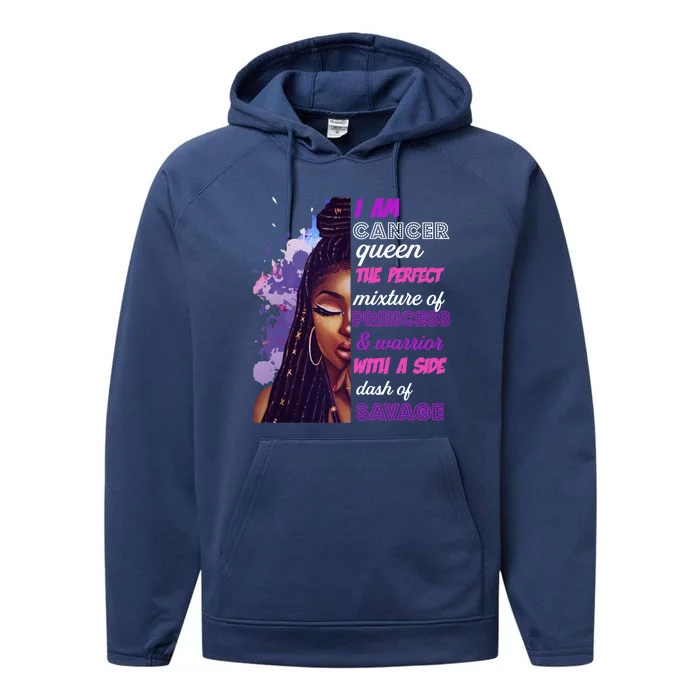 Black Princess And Warrior Cancer Girl Savage Funny Gift Performance Fleece Hoodie