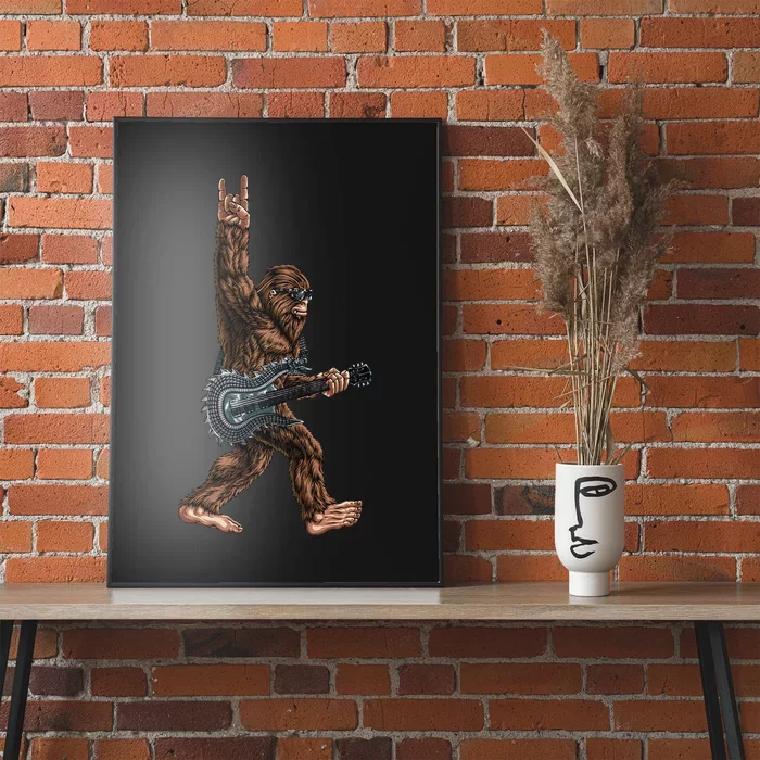 Bigfoot Playing A Dragon Guitar Rock On Sasquatch Big Foot Poster