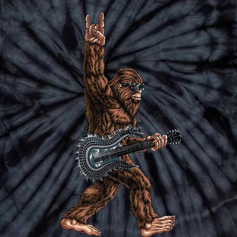 Bigfoot Playing A Dragon Guitar Rock On Sasquatch Big Foot Tie-Dye T-Shirt