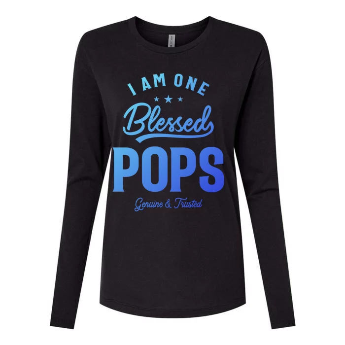 Blessed Pops A Dad Grandpas Pride Dad Grandpa Cool Gift Womens Cotton Relaxed Long Sleeve T-Shirt