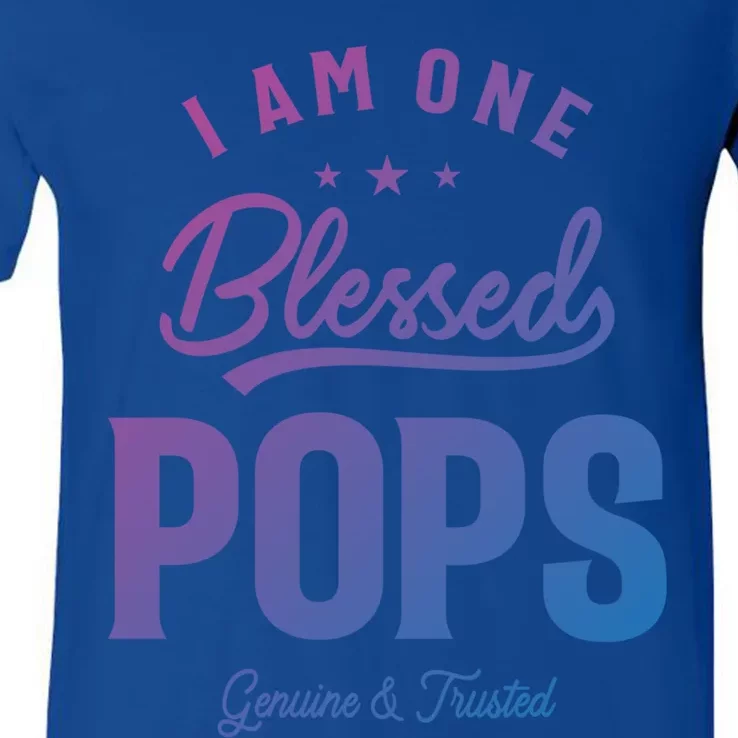 Blessed Pops A Dad Grandpas Pride Dad Grandpa Cool Gift V-Neck T-Shirt