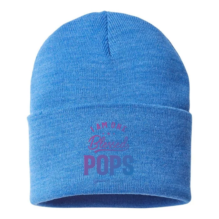 Blessed Pops A Dad Grandpas Pride Dad Grandpa Cool Gift Sustainable Knit Beanie