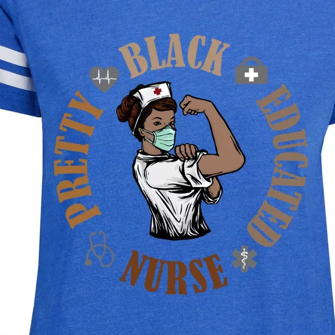 Black Pretty And Educated Trending Nurse Black Month History Gift Enza Ladies Jersey Football T-Shirt