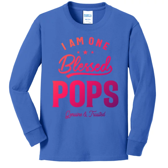 Blessed Pops A Dad Grandpas Pride Dad Grandpa Cool Gift Kids Long Sleeve Shirt