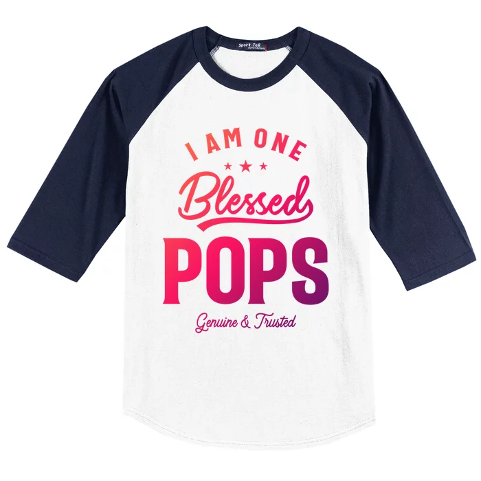 Blessed Pops A Dad Grandpas Pride Dad Grandpa Cool Gift Baseball Sleeve Shirt