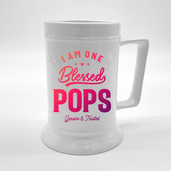 Blessed Pops A Dad Grandpas Pride Dad Grandpa Cool Gift Front & Back Beer Stein