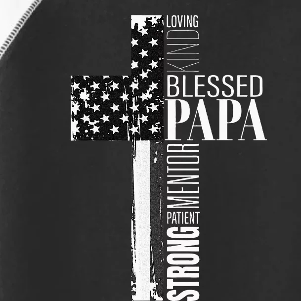 Blessed Papa American Flag Christian Religious Fathers Day Toddler Fine Jersey T-Shirt