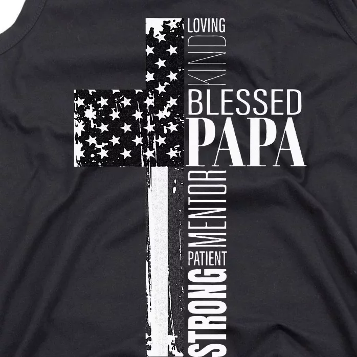 Blessed Papa American Flag Christian Religious Fathers Day Tank Top