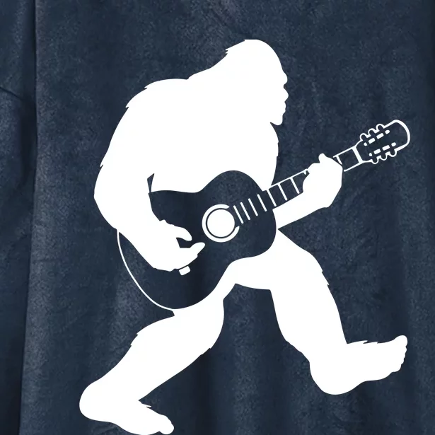 Bigfoot Playing Acoustic Guitar Hooded Wearable Blanket