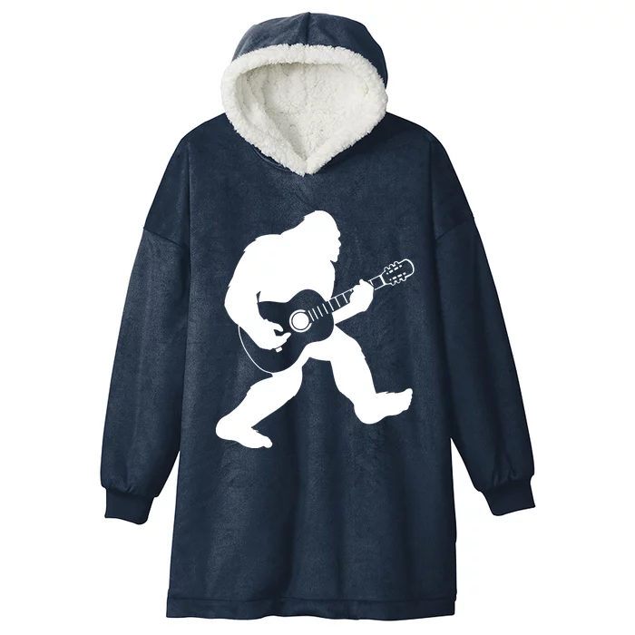 Bigfoot Playing Acoustic Guitar Hooded Wearable Blanket