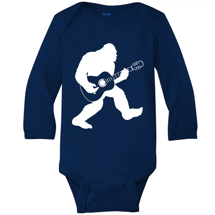 Bigfoot Playing Acoustic Guitar Baby Long Sleeve Bodysuit