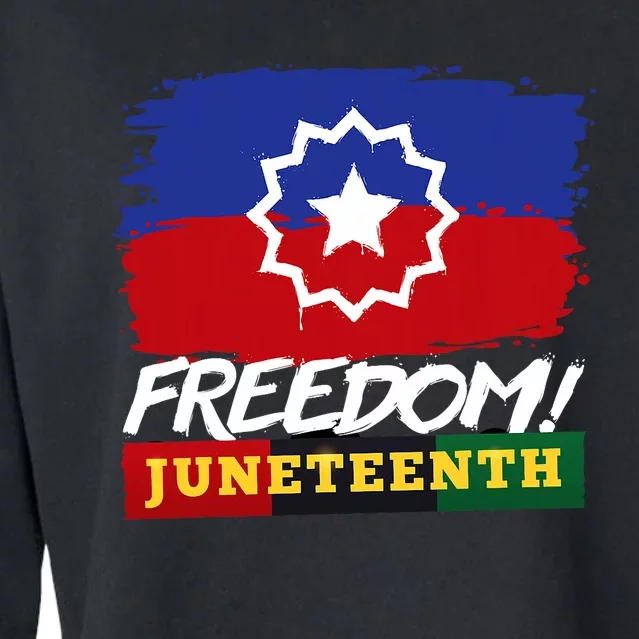 Black Proud African American For Juneteenth Flag Cropped Pullover Crew