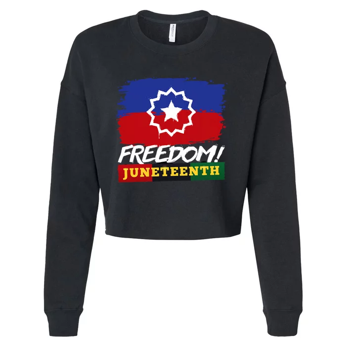 Black Proud African American For Juneteenth Flag Cropped Pullover Crew