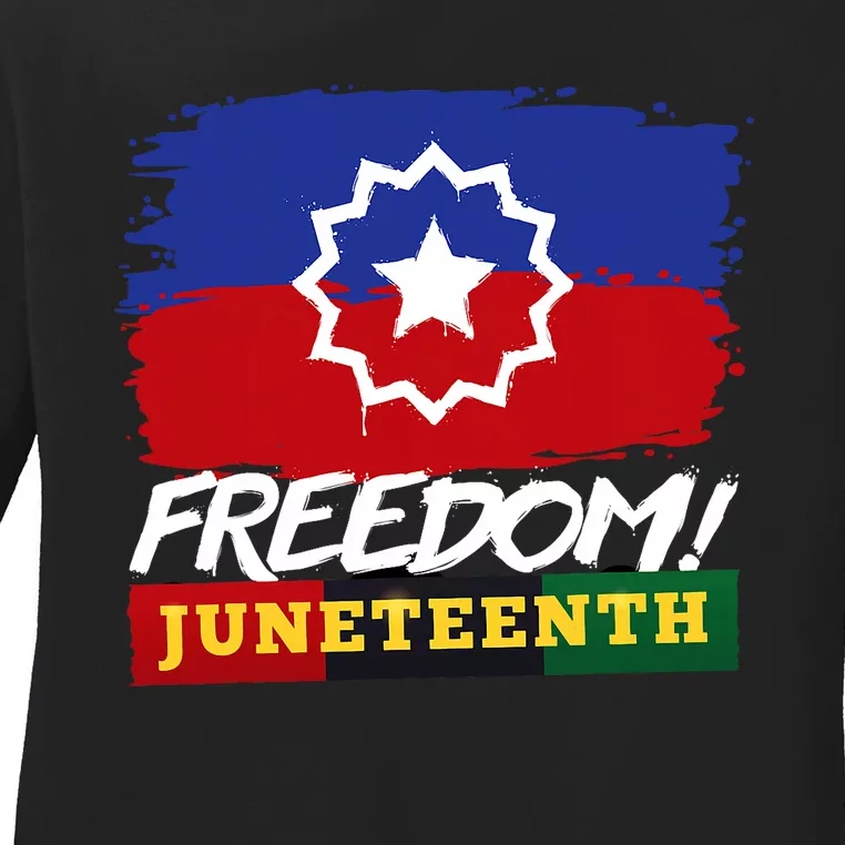 Black Proud African American For Juneteenth Flag Ladies Long Sleeve Shirt